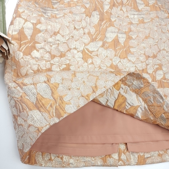 New Talbots Gold Cream Floral Skirt Sz 2 - Picture 7 of 11